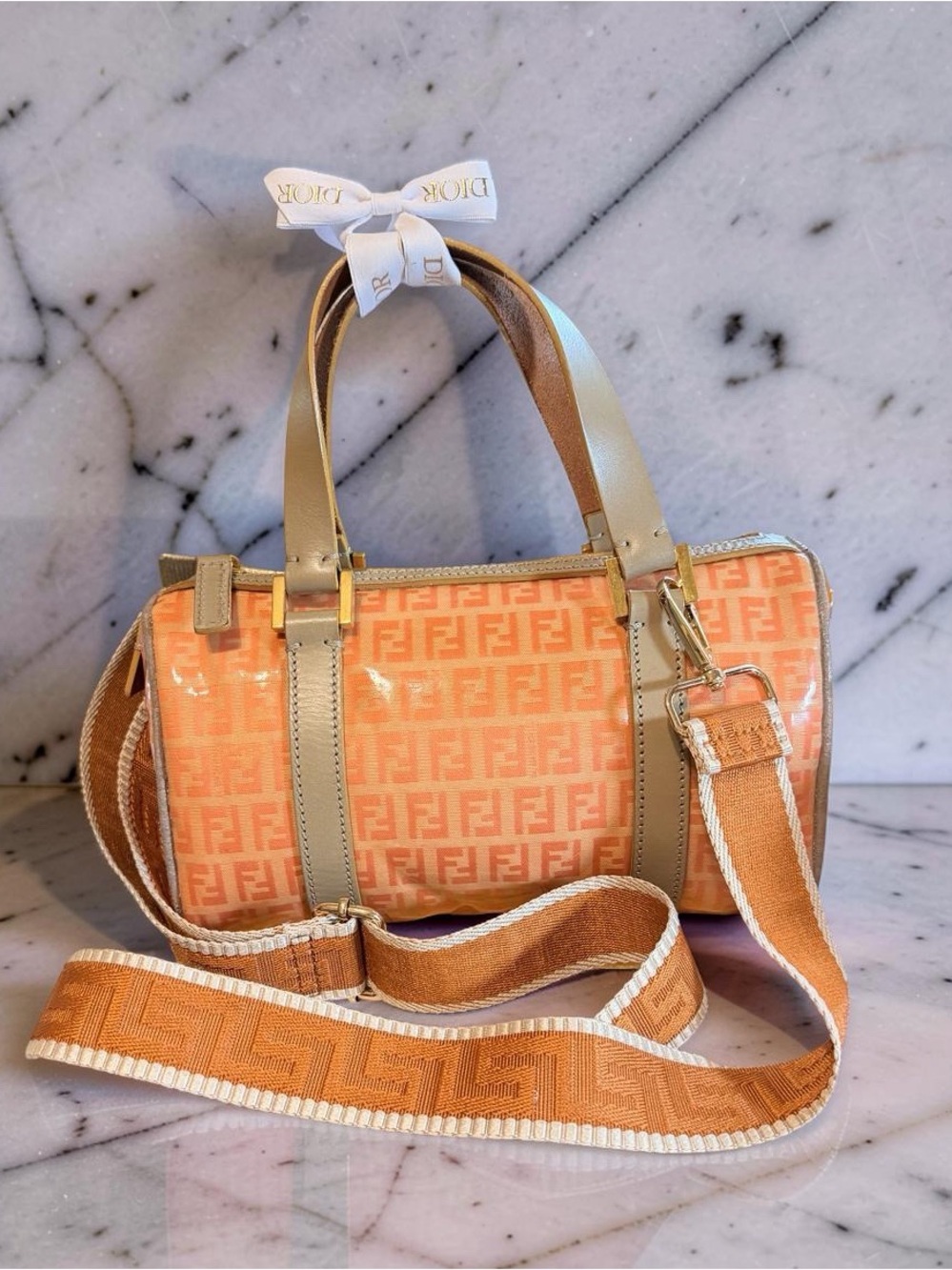 Fendi Orange Bauletto Barrel